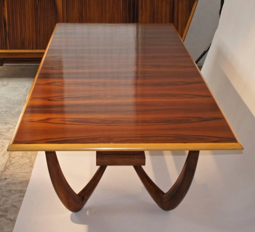 Wood Giuseppe Scapinelli, Brazilian Mid-Century Modern “J” Dining Table