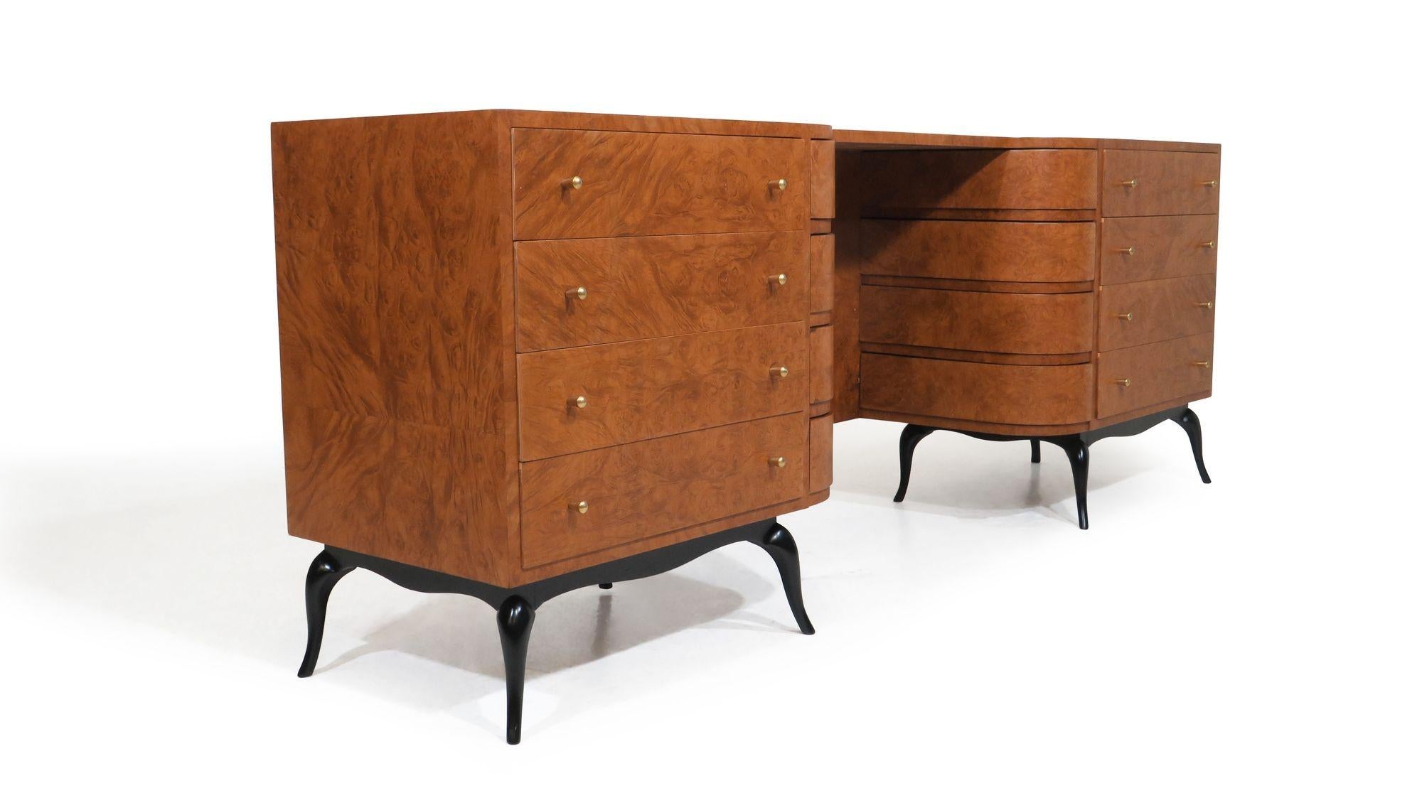 Giuseppe Scapinelli Brazilian Modern Burled Vanity Cabinet For Sale 2