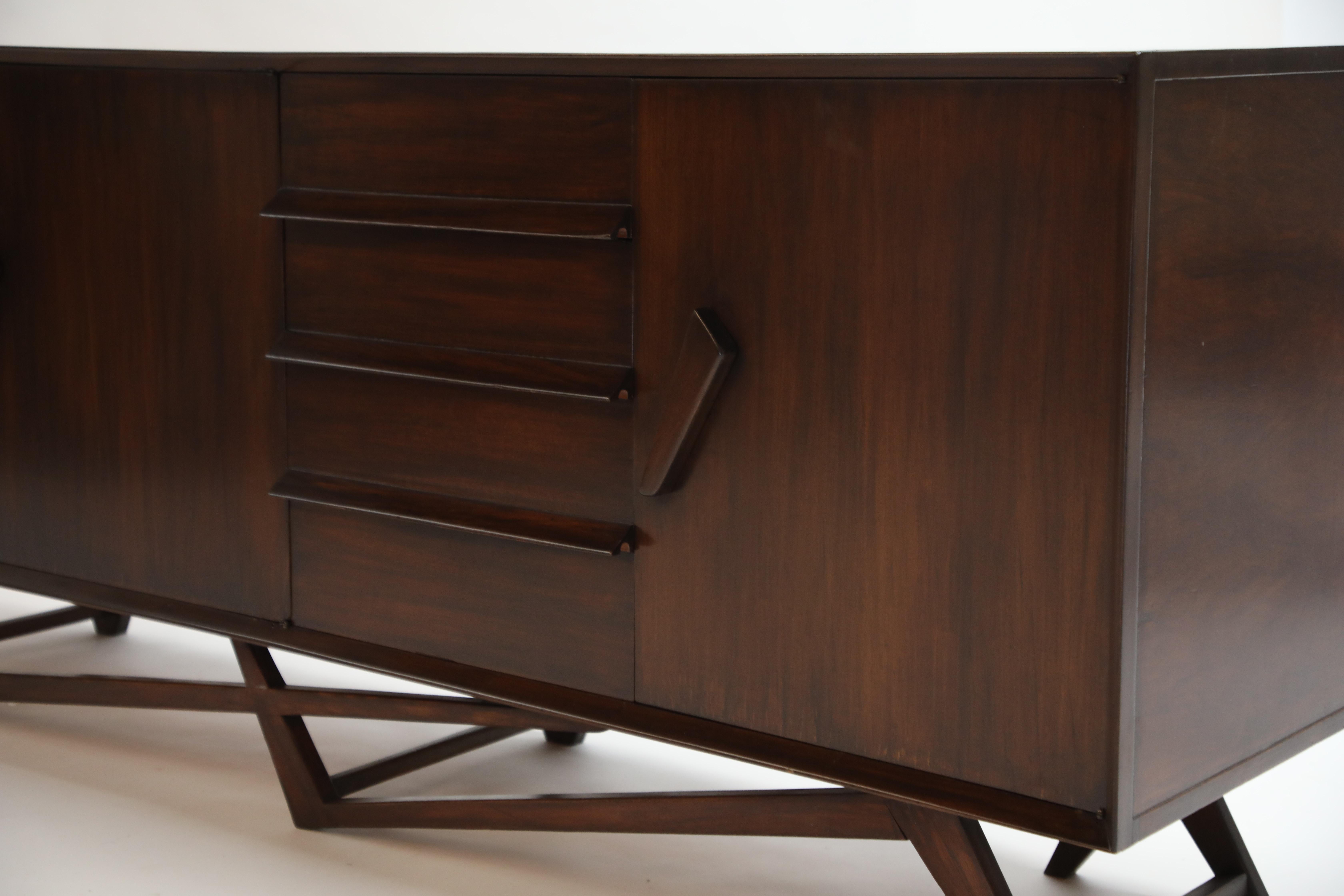 Giuseppe Scapinelli Brazilian Rosewood Architectural Sideboard, Brazil, 1950s 5