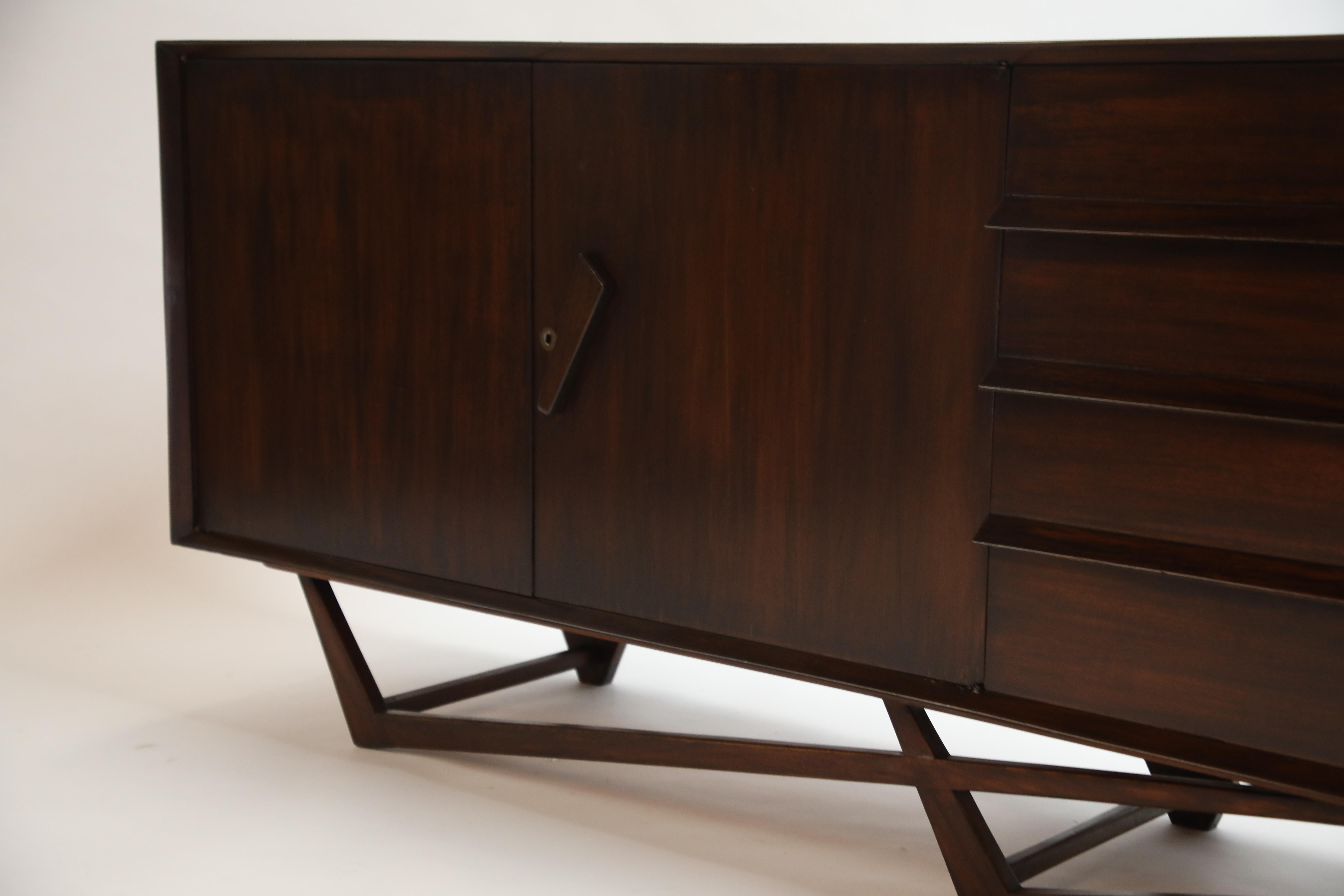 Giuseppe Scapinelli Brazilian Rosewood Architectural Sideboard, Brazil, 1950s 6