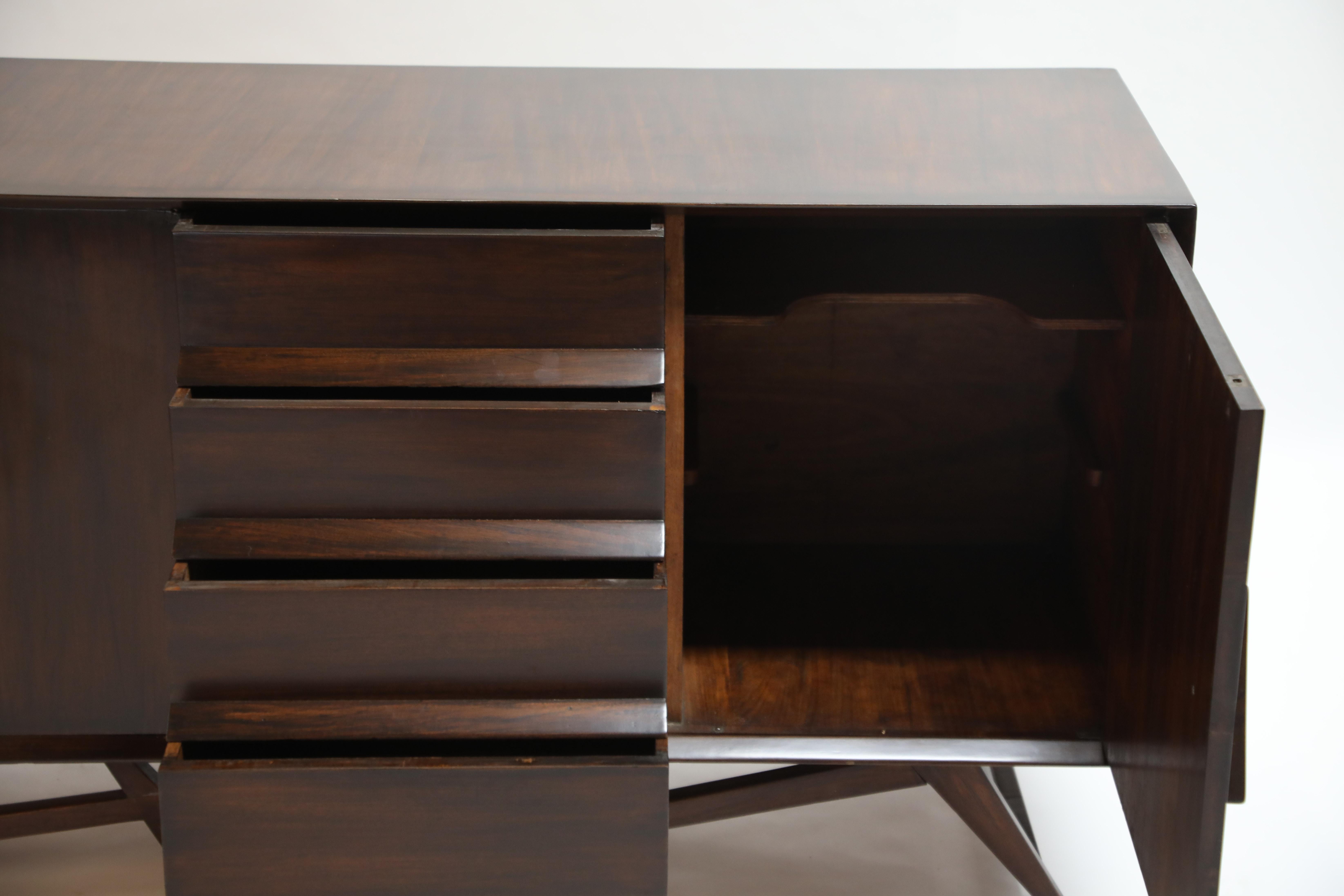 Giuseppe Scapinelli Brazilian Rosewood Architectural Sideboard, Brazil, 1950s 9