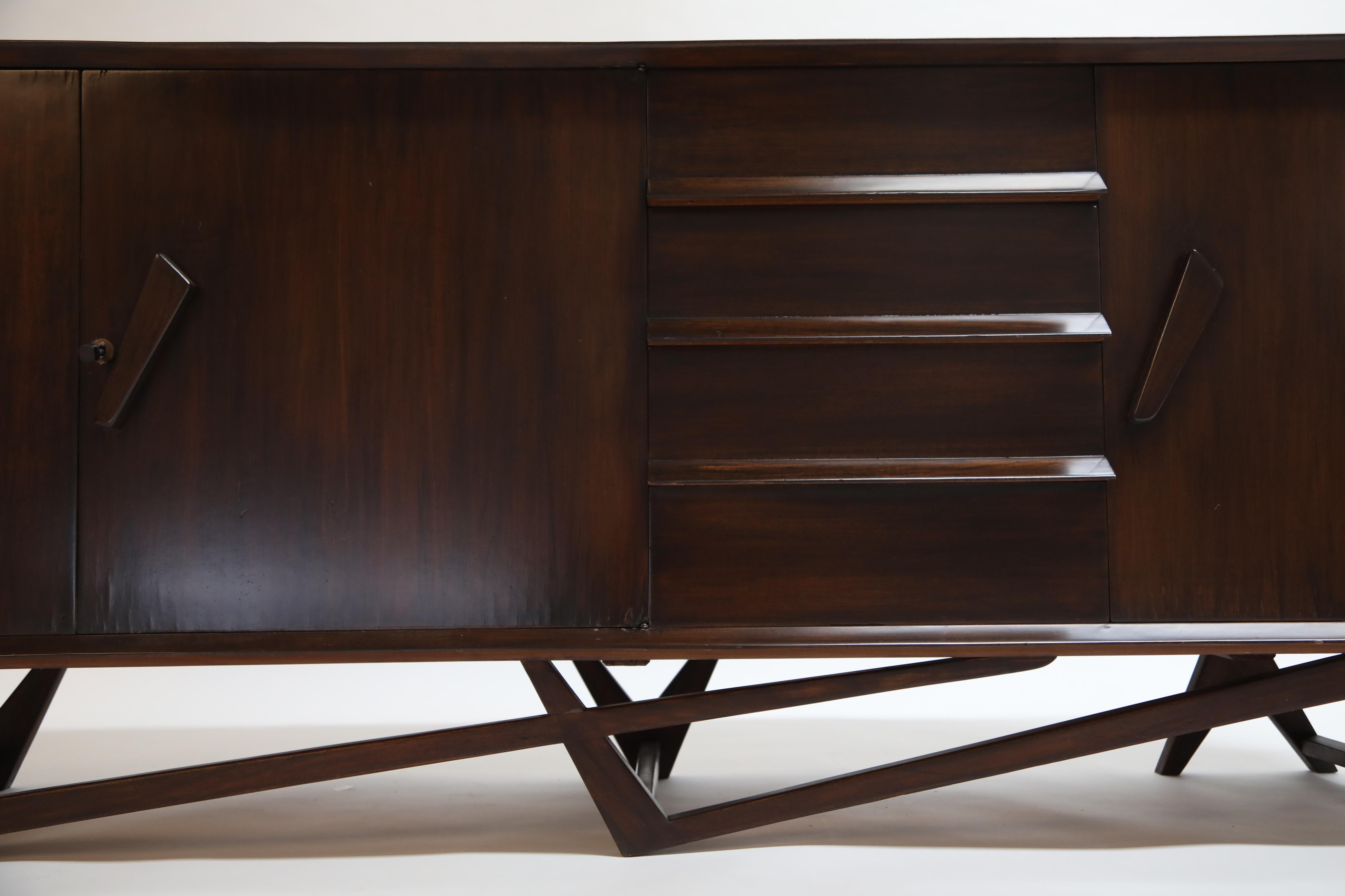 Giuseppe Scapinelli Brazilian Rosewood Architectural Sideboard, Brazil, 1950s 11