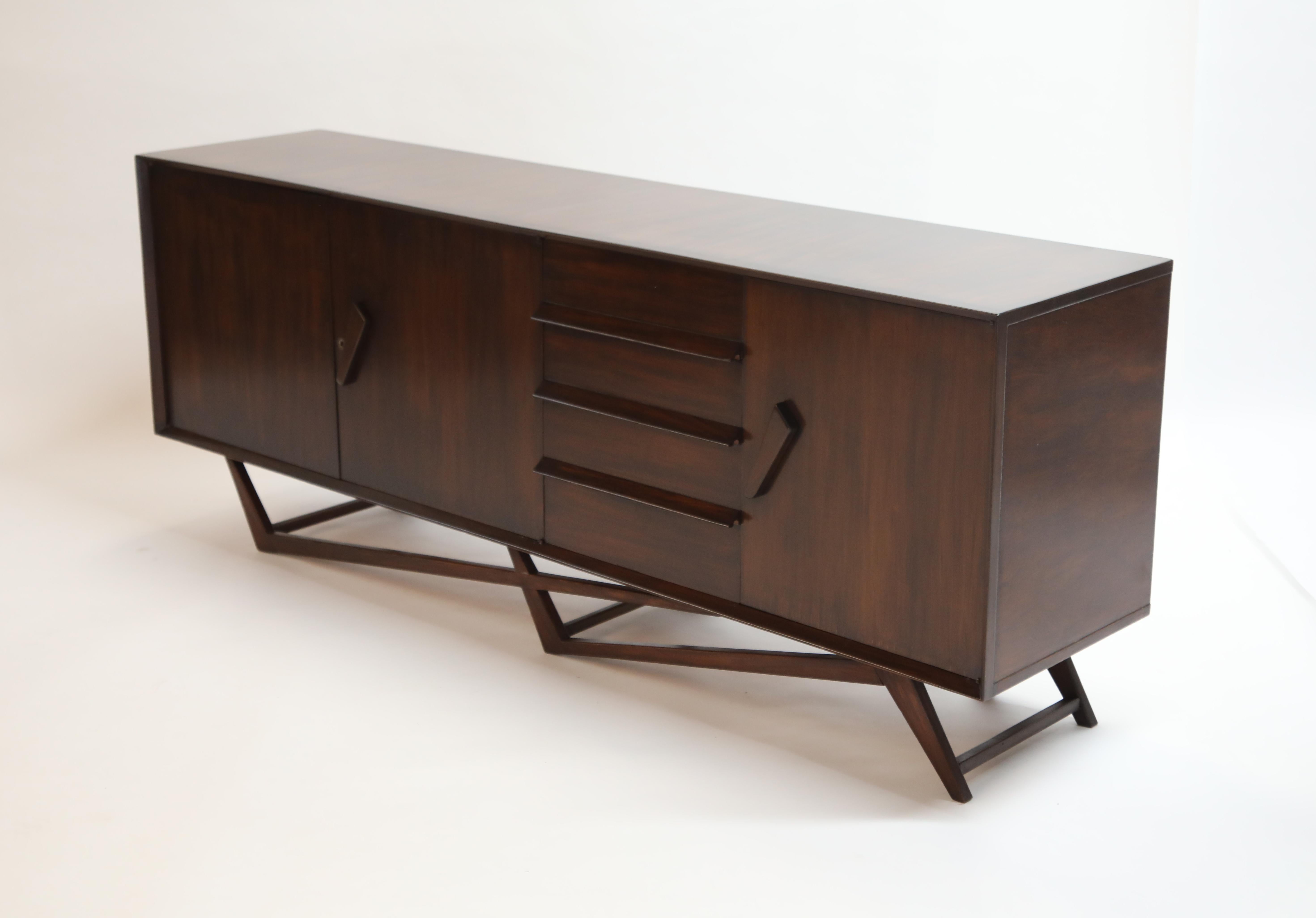 Mid-20th Century Giuseppe Scapinelli Brazilian Rosewood Architectural Sideboard, Brazil, 1950s