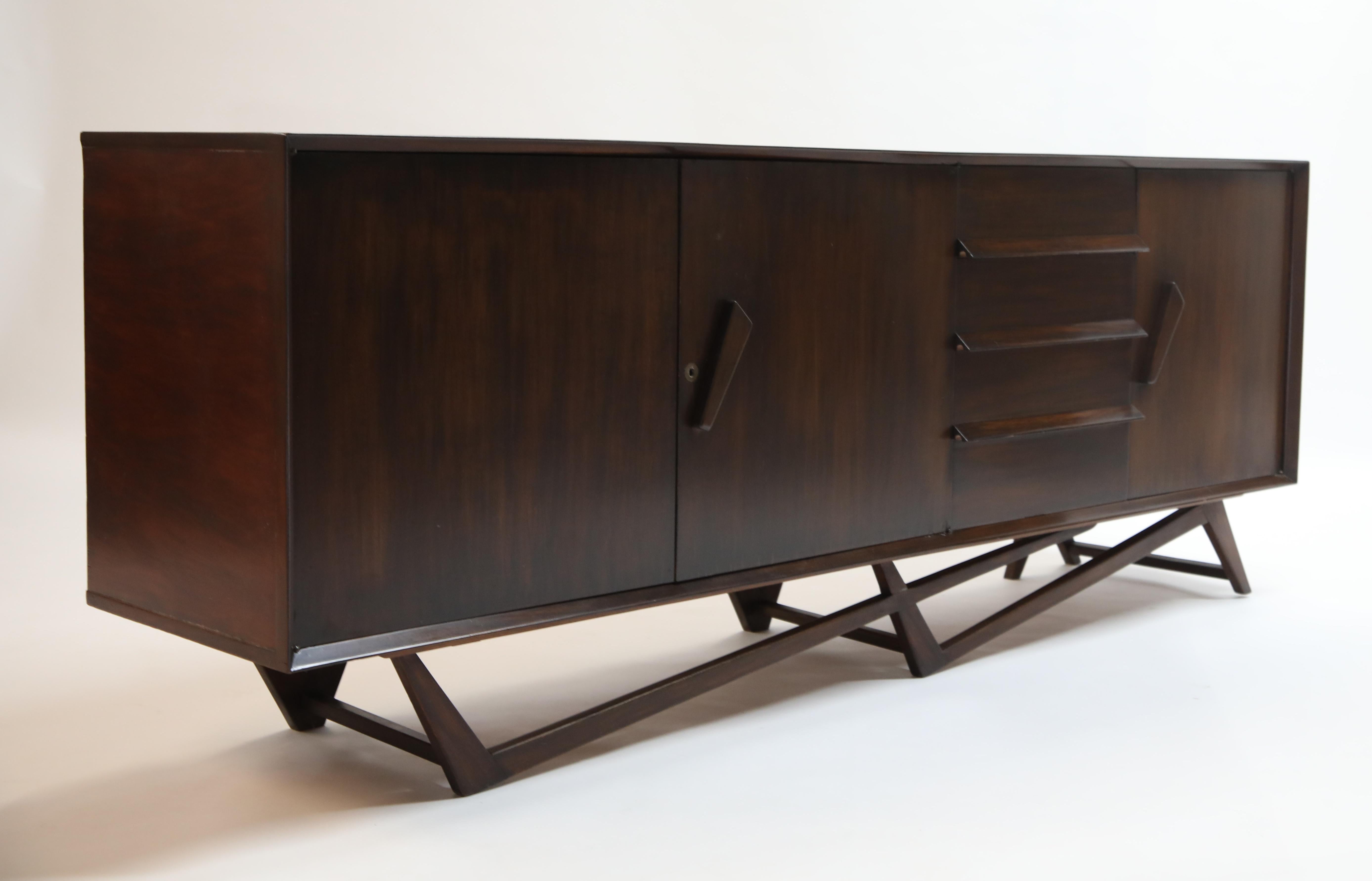 Giuseppe Scapinelli Brazilian Rosewood Architectural Sideboard, Brazil, 1950s 3