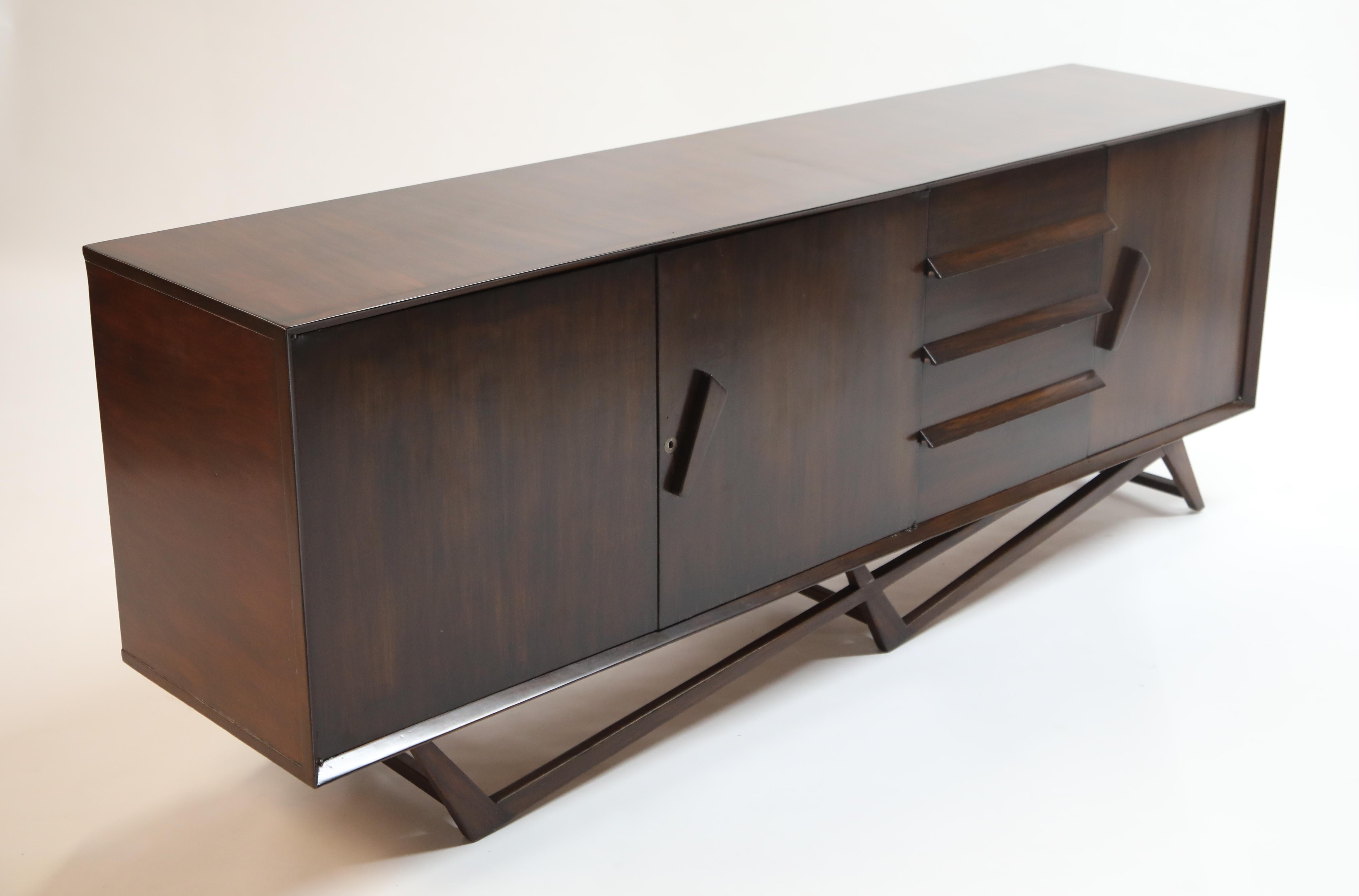 Giuseppe Scapinelli Brazilian Rosewood Architectural Sideboard, Brazil, 1950s 4