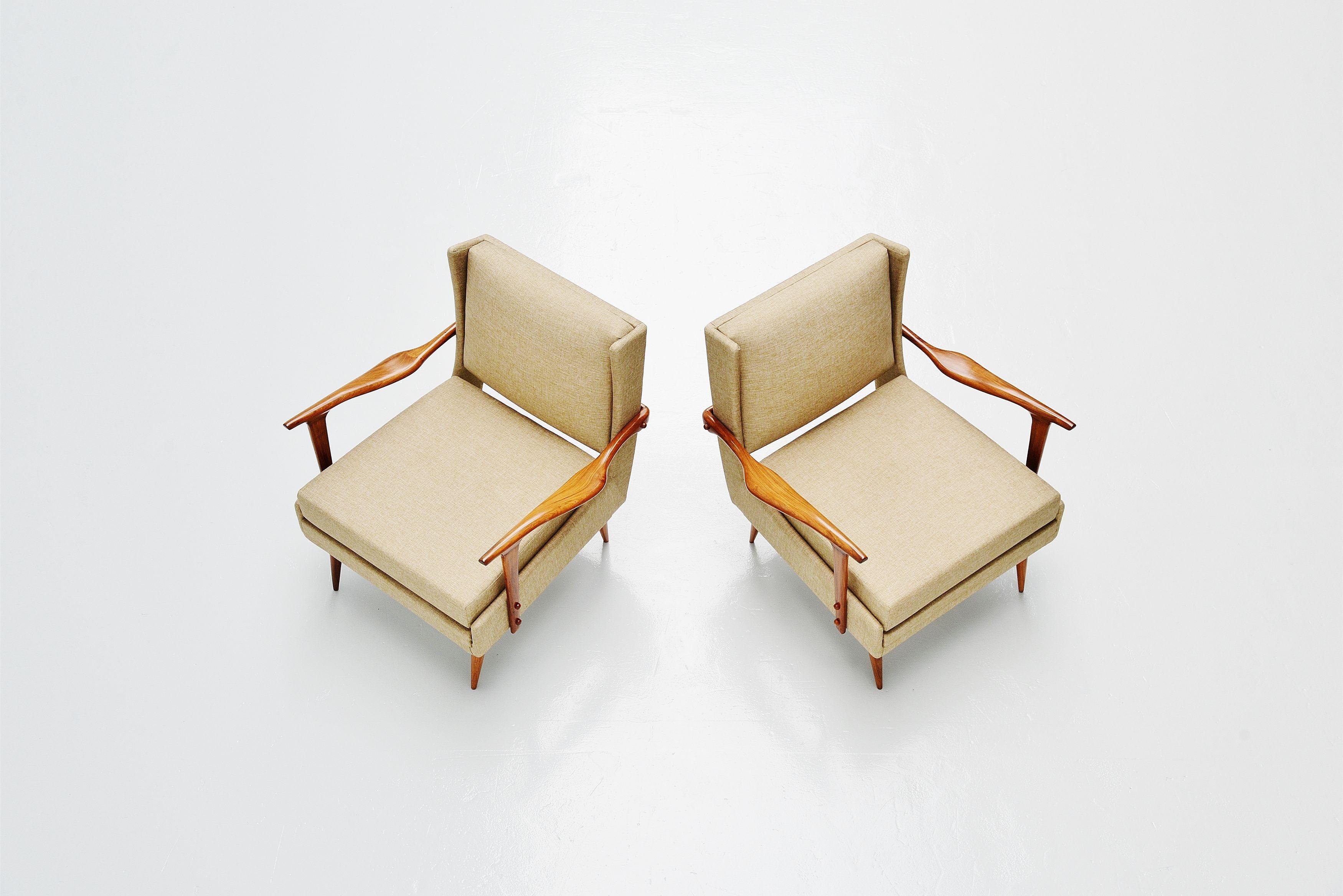 Brazilian Giuseppe Scapinelli Caviuna Lounge Chairs Pair, Brazil, 1955