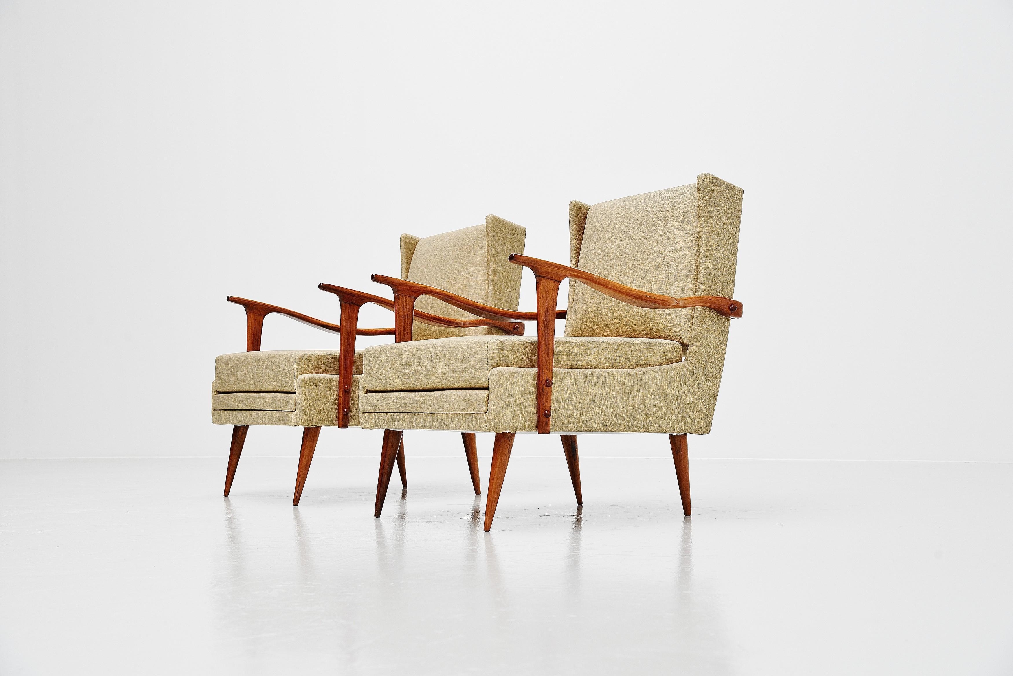 Mid-20th Century Giuseppe Scapinelli Caviuna Lounge Chairs Pair, Brazil, 1955