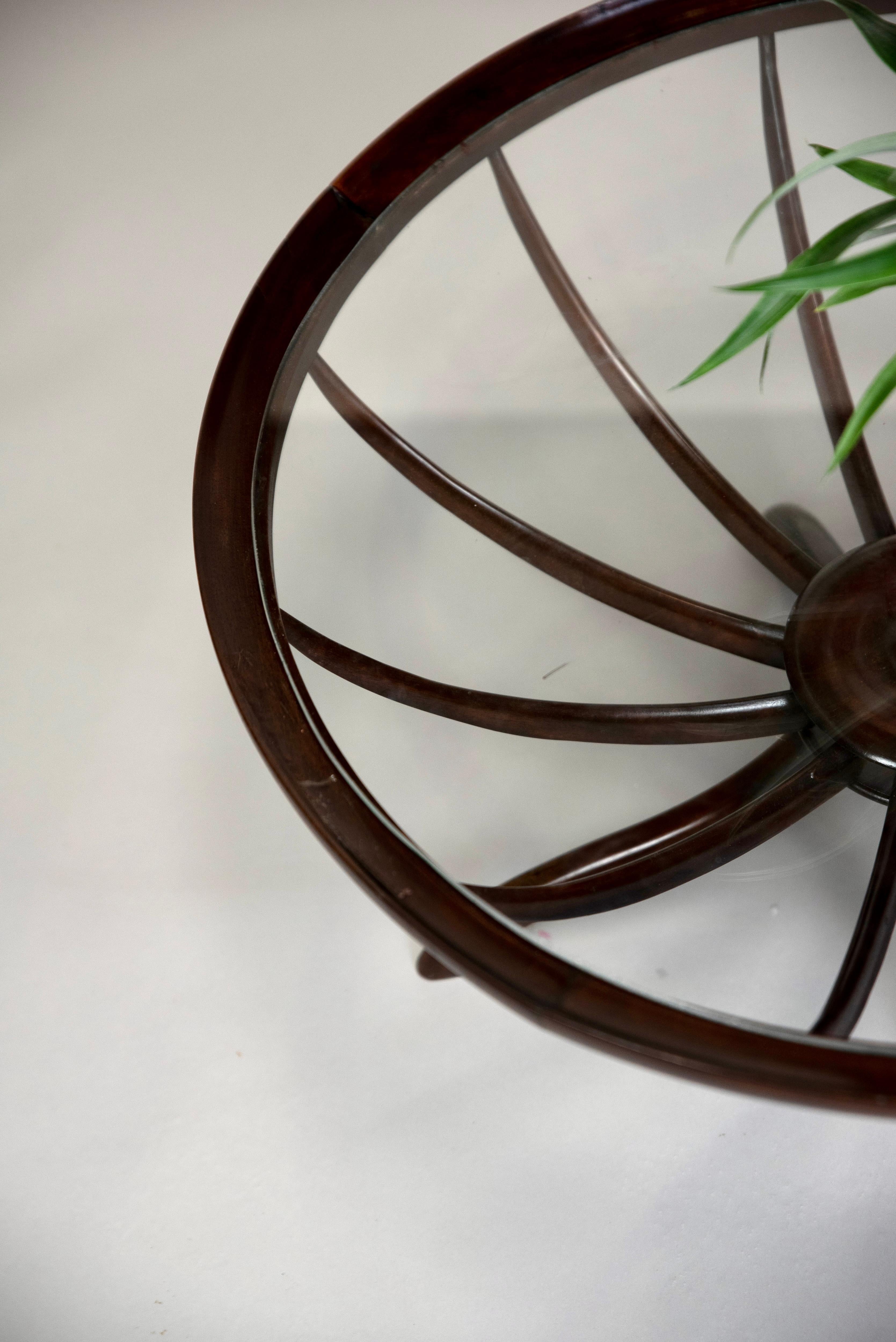 20ième siècle Giuseppe Scapinelli, table basse Alanha, bois et verre, vers 1960 en vente