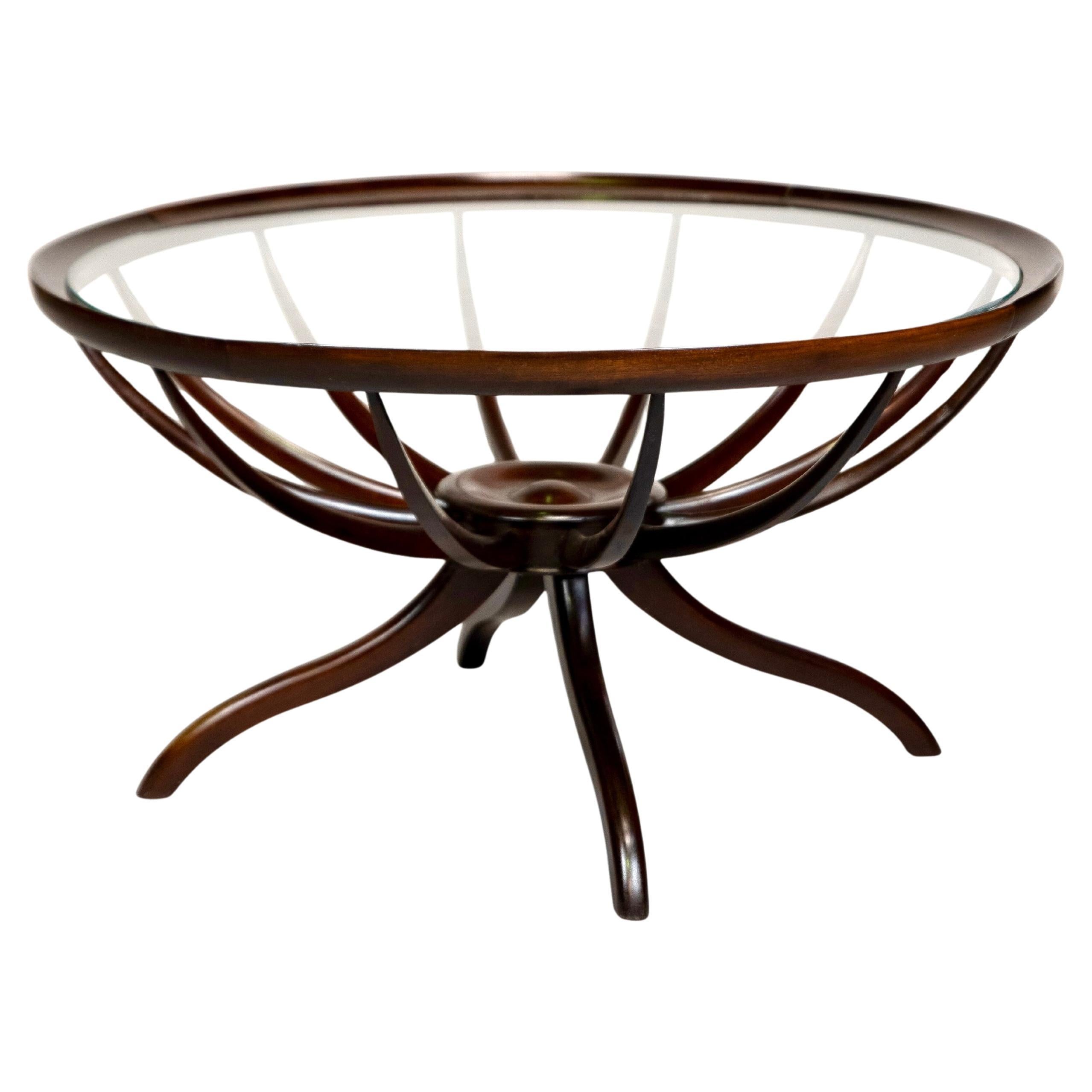 Giuseppe Scapinelli, Coffee table "Aranha", Wood and Glass. c. 1960