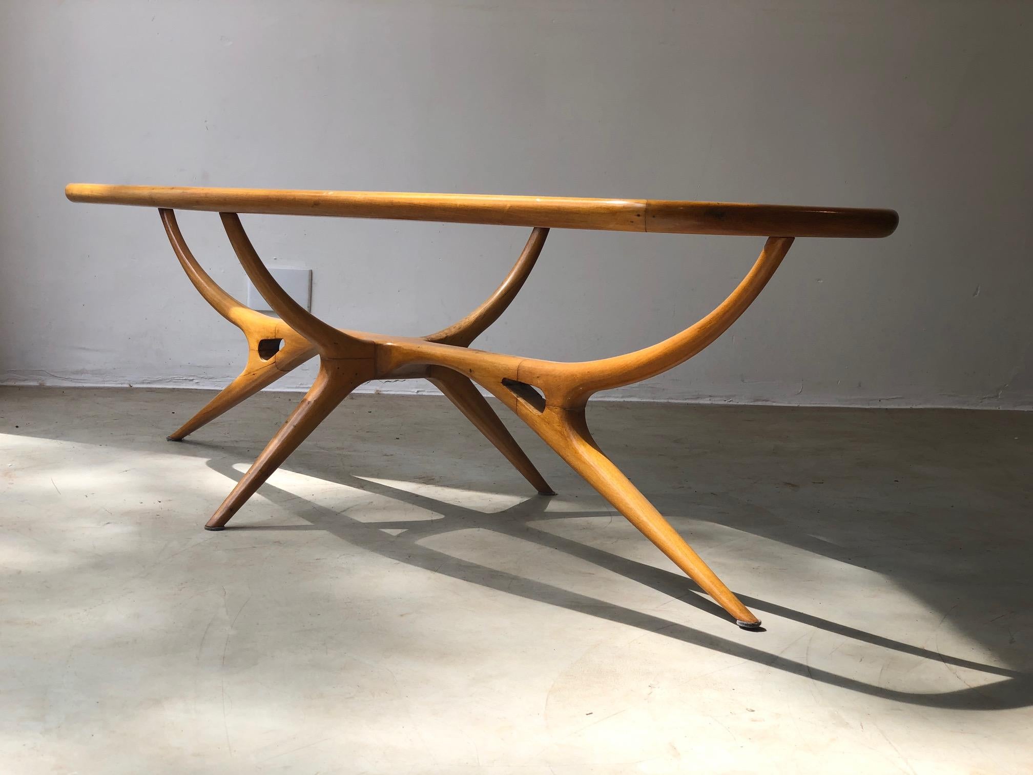 Mid-Century Modern Giuseppe Scapinelli, Coffee Table Made of Solid Pau Marfim Wood with Glass Top