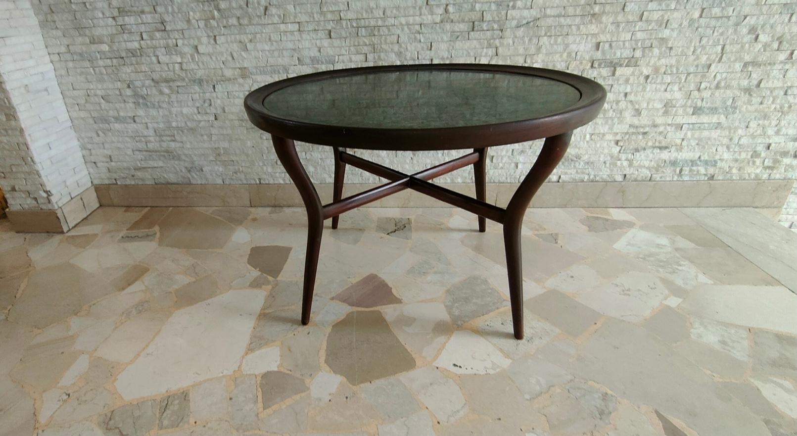 Other Giuseppe Scapinelli Coffee Table Marbre Rosewood Wood, 1940, Italy For Sale
