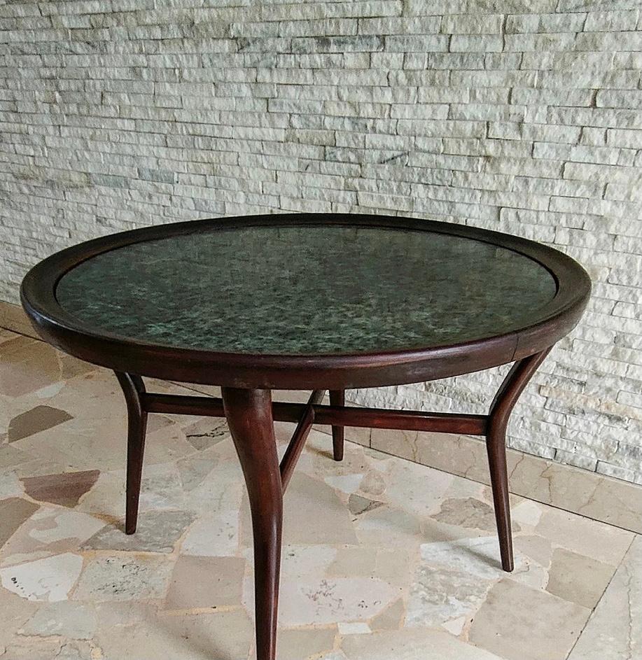 Mid-20th Century Giuseppe Scapinelli Coffee Table Marbre Rosewood Wood, 1940, Italy For Sale