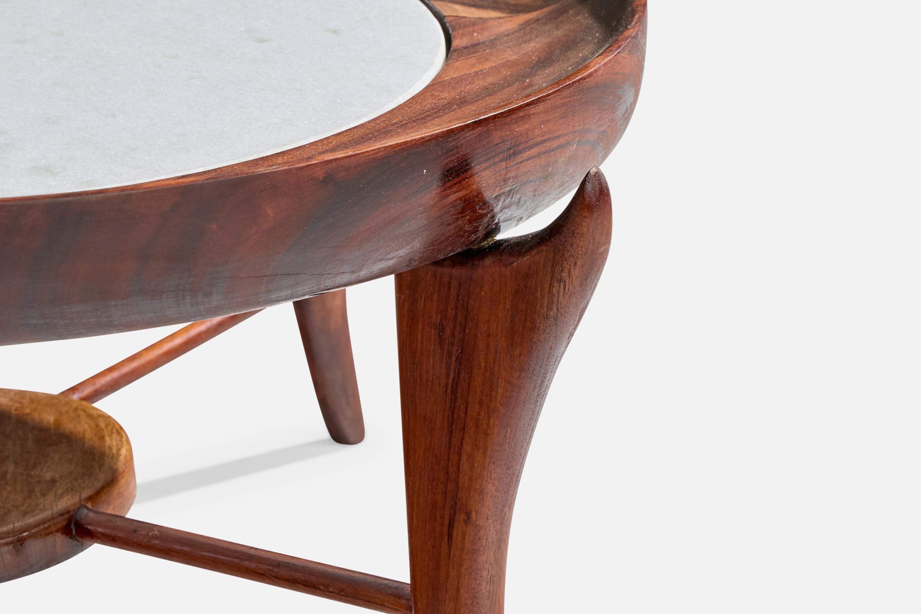 Giuseppe Scapinelli, Coffee Table, Wood, Marble, Brazil, 1950s For Sale 4