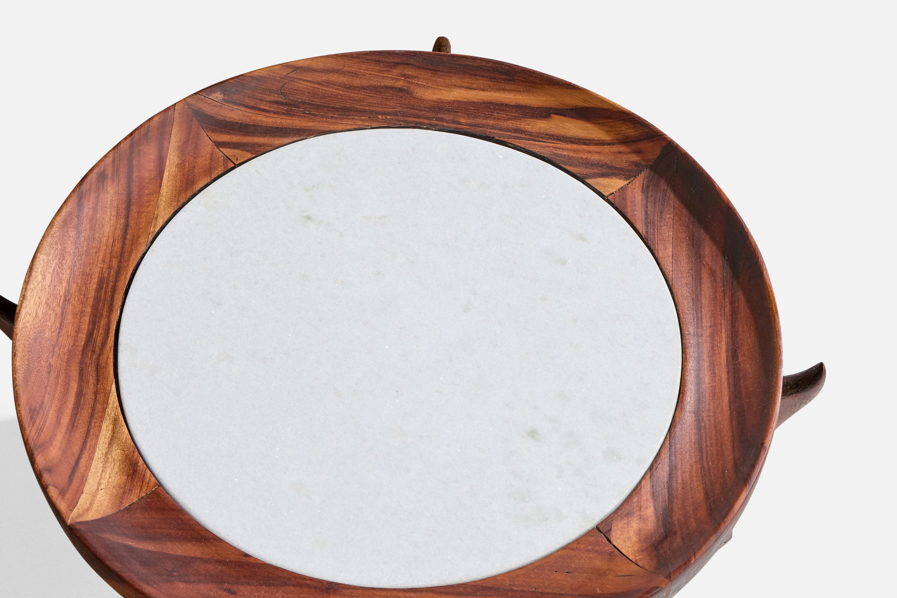 Mid-20th Century Giuseppe Scapinelli, Coffee Table, Wood, Marble, Brazil, 1950s For Sale
