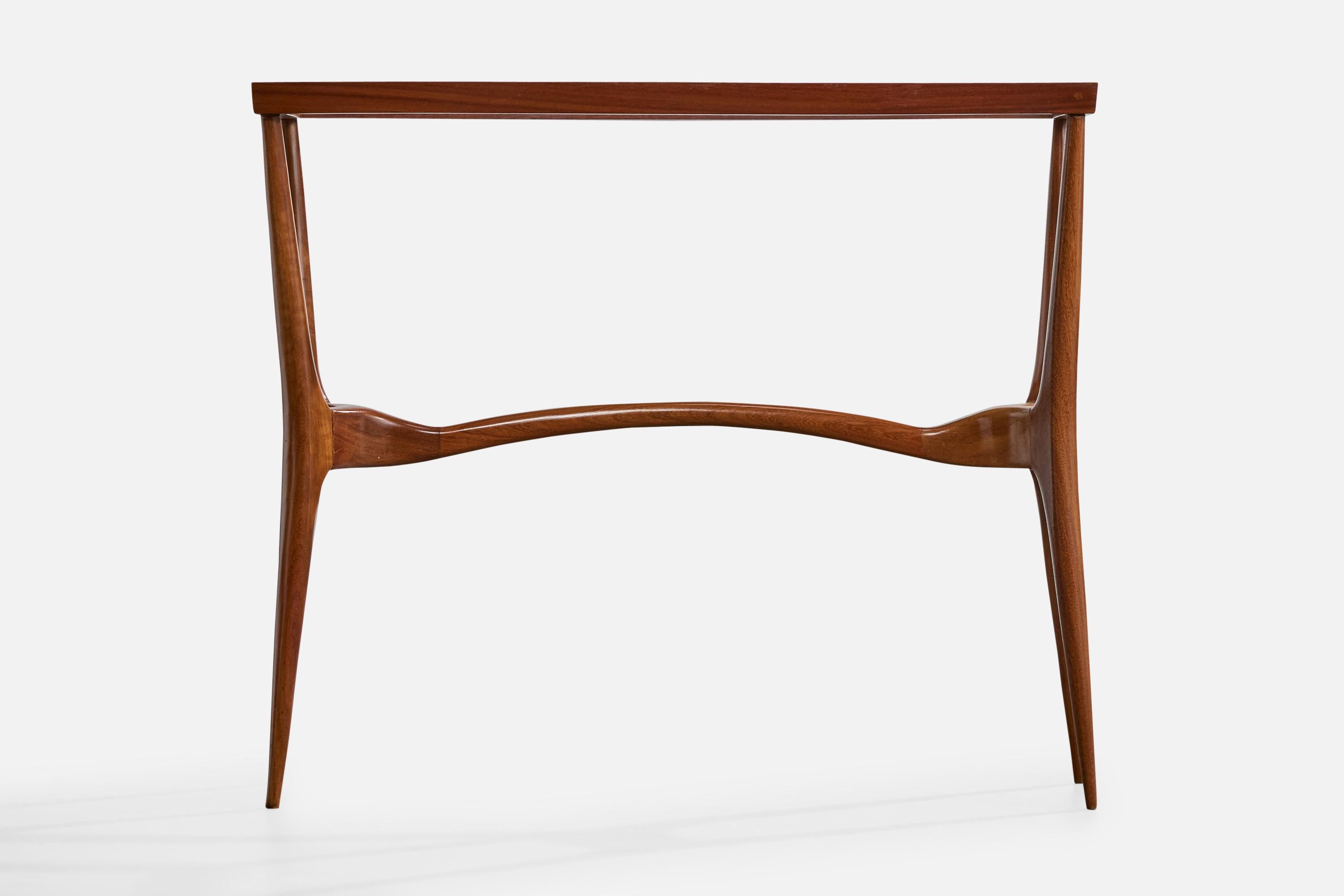 Brazilian Giuseppe Scapinelli, Console Table, Wood, Glass, Brazil, 1950s For Sale