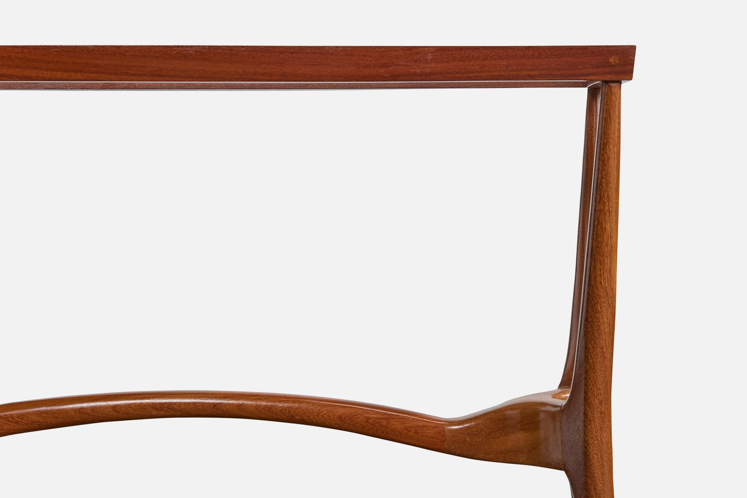 Giuseppe Scapinelli, Console Table, Wood, Glass, Brazil, 1950s In Fair Condition For Sale In High Point, NC