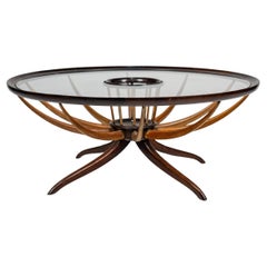 Giuseppe Scapinelli, table basse « Costela », bois et verre, vers 1960