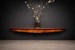 Giuseppe Scapinelli Floating Console in Caviúna Wood with Brass Handles, 1950s