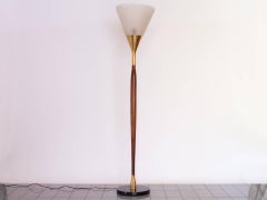 1950s Floor Lamp by G. Scapinelli in Rosewood, Marble, Brass and Crystal, Brazil