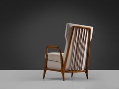 Giuseppe Scapinelli Lounge Chair in Caviuna and Off-White Fabric, Brazil, 1950s