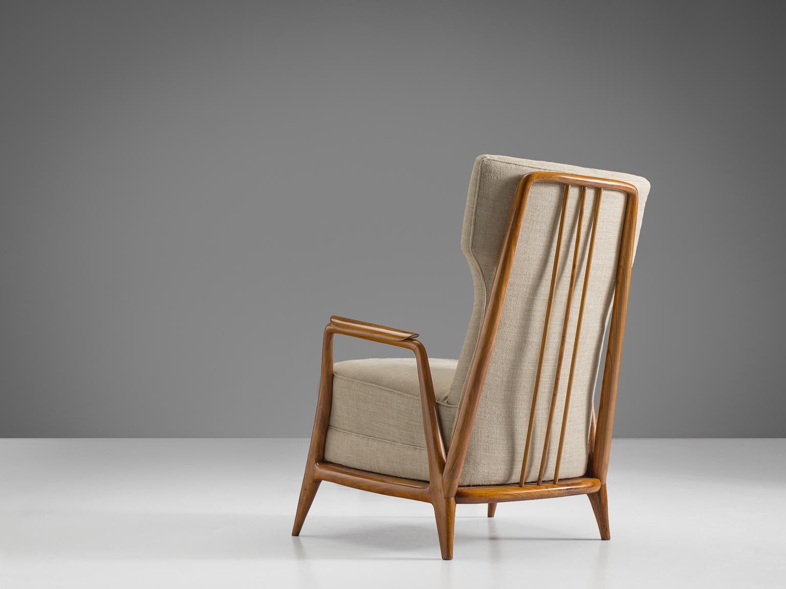 Giuseppe Scapinelli Lounge Chair in Caviuna and Off-White Fabric, Brazil 1950s 2