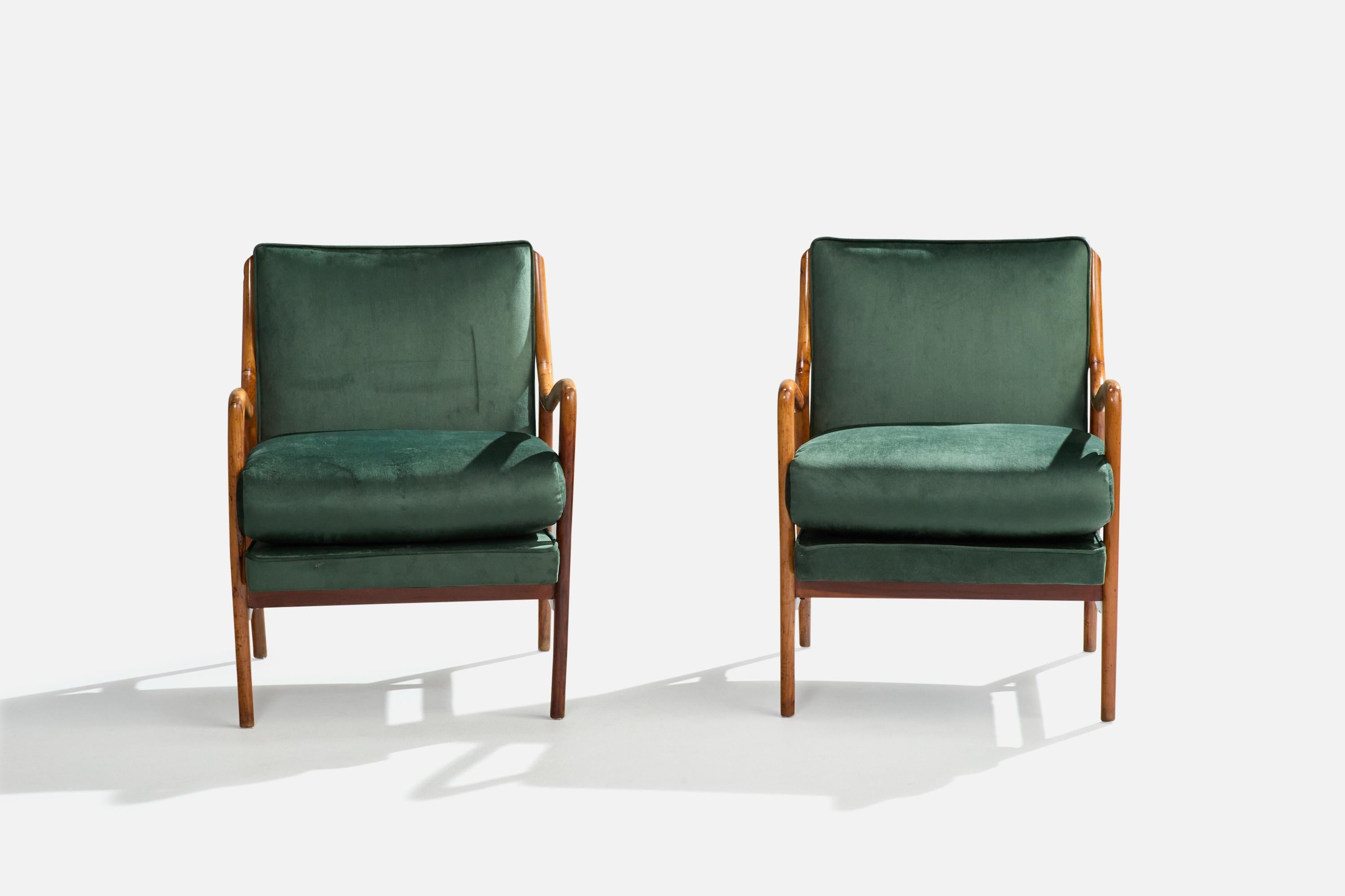 Giuseppe Scapinelli, Loungesessel, Caviúna, Samt, Brasilien, 1950er Jahre (Moderne der Mitte des Jahrhunderts) im Angebot