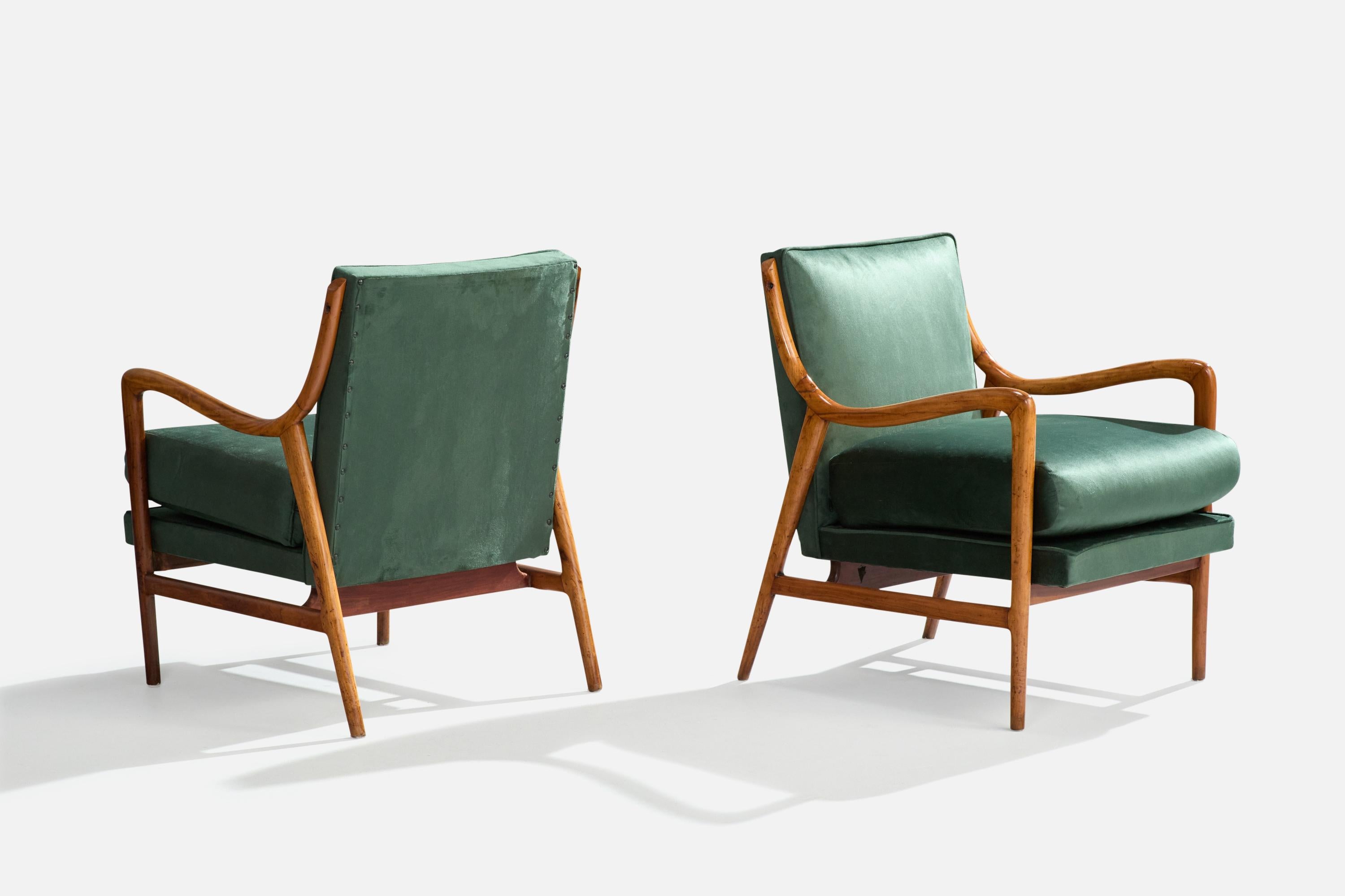 Giuseppe Scapinelli, Loungesessel, Caviúna, Samt, Brasilien, 1950er Jahre (Brasilianisch) im Angebot