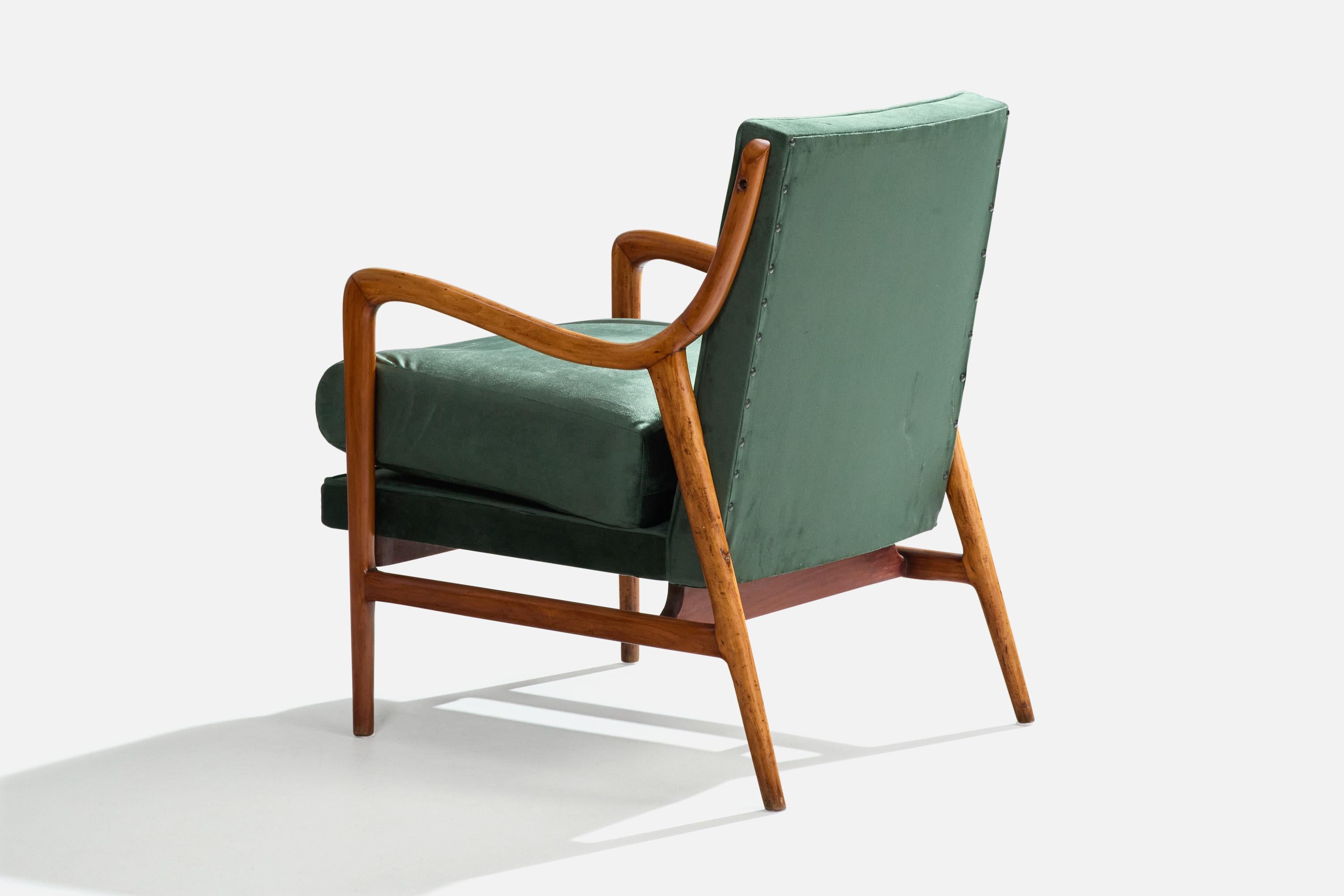 Giuseppe Scapinelli, Loungesessel, Caviúna, Samt, Brasilien, 1950er Jahre (Mitte des 20. Jahrhunderts) im Angebot