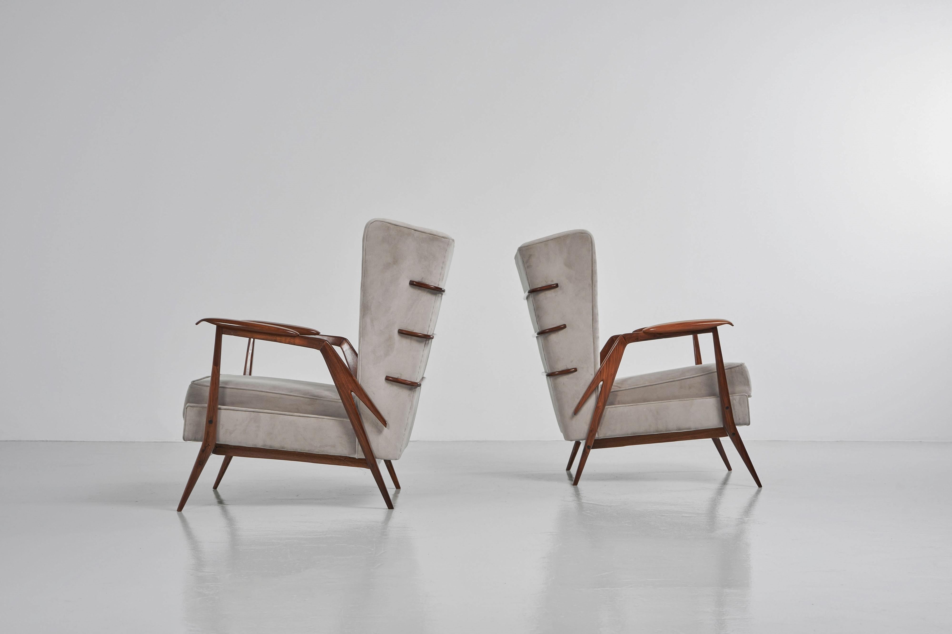 Giuseppe Scapinelli lounge chairs pair Brazil 1950 For Sale 1