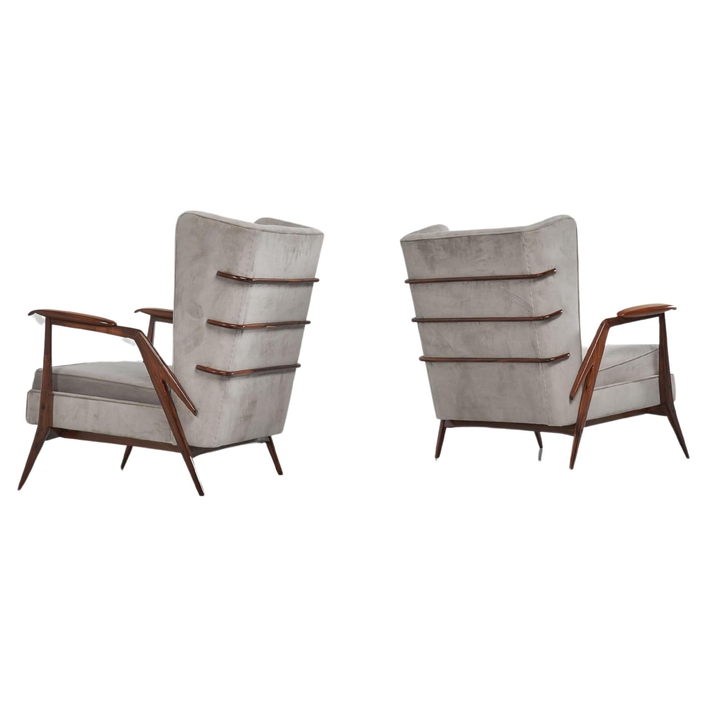 Giuseppe Scapinelli lounge chairs pair Brazil 1950 For Sale