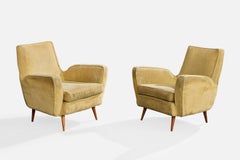 Giuseppe Scapinelli, Lounge Chairs, Wood, Fabric, Brazil, 1950s