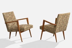 Giuseppe Scapinelli, Lounge Chairs, Wood, Fabric, Brazil, 1950s