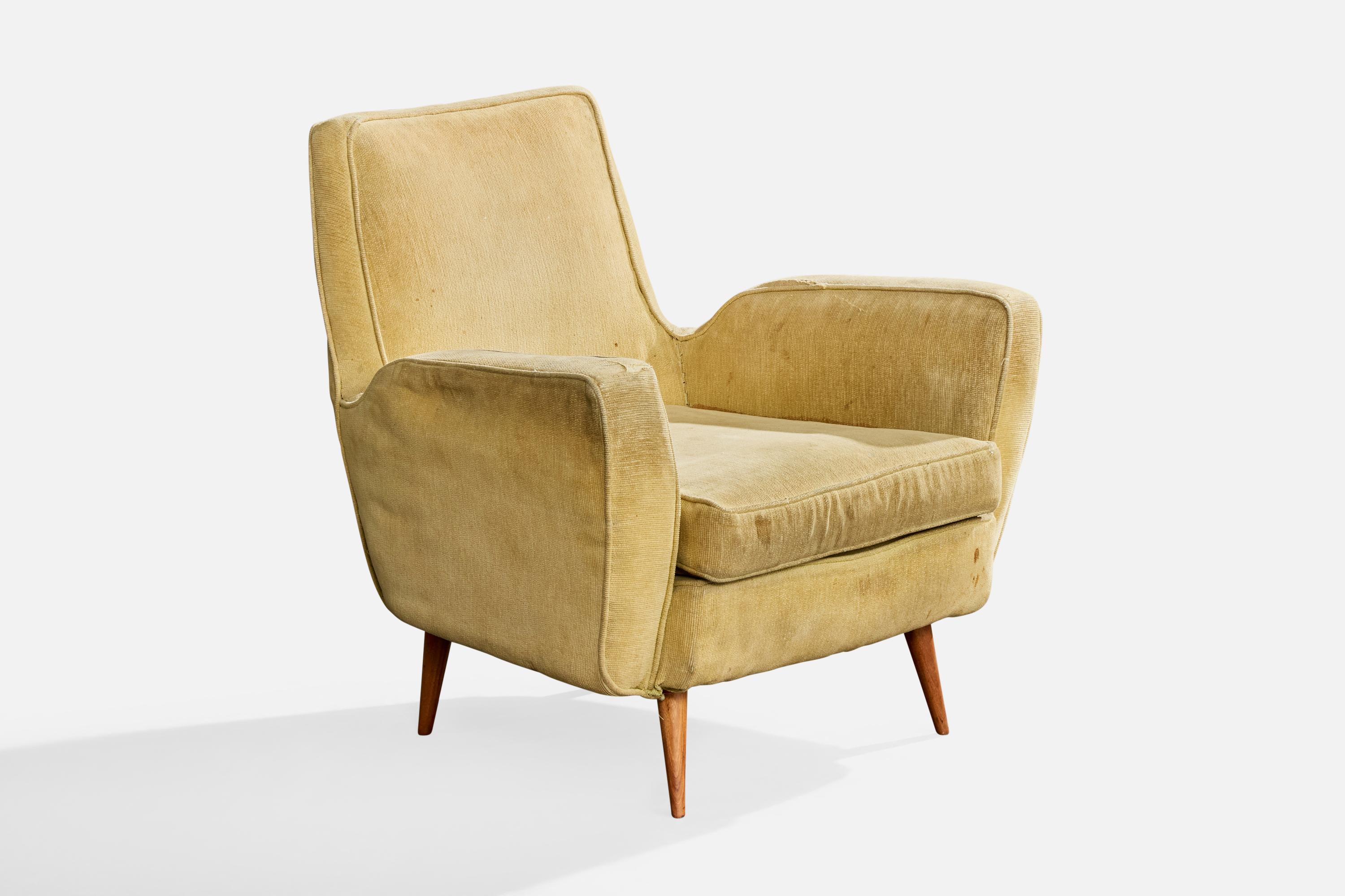 Giuseppe Scapinelli, chaises longues, Wood, tissu, Brésil, années 1950 État moyen - En vente à High Point, NC