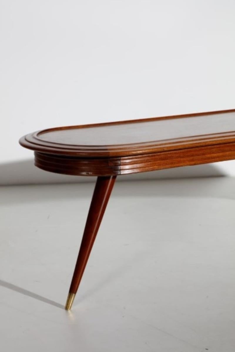 Mid-Century Modern Giuseppe Scapinelli Low Table in Walnut Wood Brazilian Manufacture 1950s