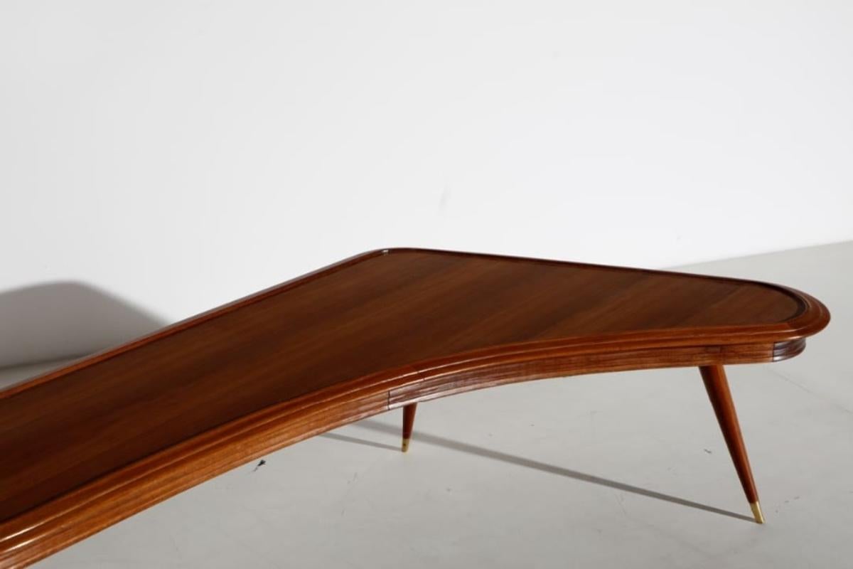 Giuseppe Scapinelli Low Table in Walnut Wood Brazilian Manufacture 1950s In Good Condition In Montecatini Terme, IT