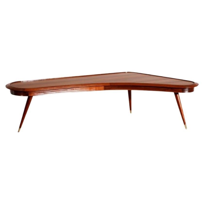 Giuseppe Scapinelli Low Table in Walnut Wood Brazilian Manufacture 1950s