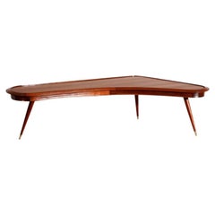 Giuseppe Scapinelli Low Table in Walnut Wood Brazilian Manufacture 1950s