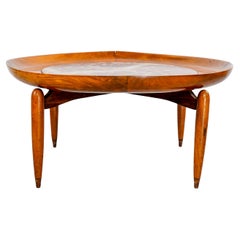 Giuseppe Scapinelli Maracanã coffee table solid Caviúna Wood Marble Brazil 1950