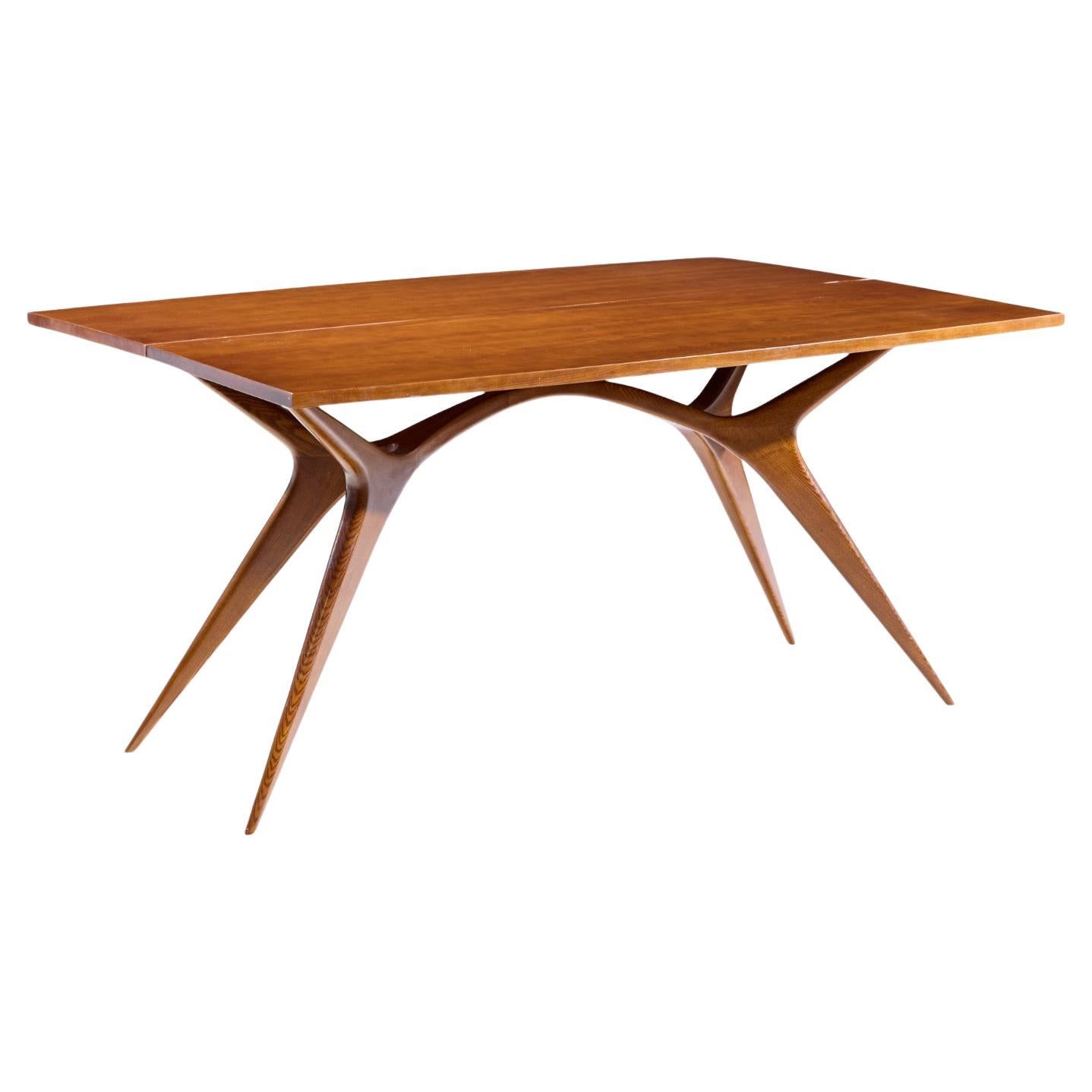 Giuseppe Scapinelli Mid Century Brazilian Walnut Console Flip Top Dining Table For Sale
