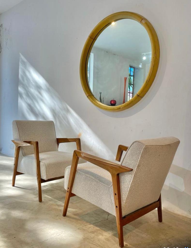 Brazilian Giuseppe Scapinelli. Mid-Century Modern Pair of Armchairs in Caviúna Wood For Sale