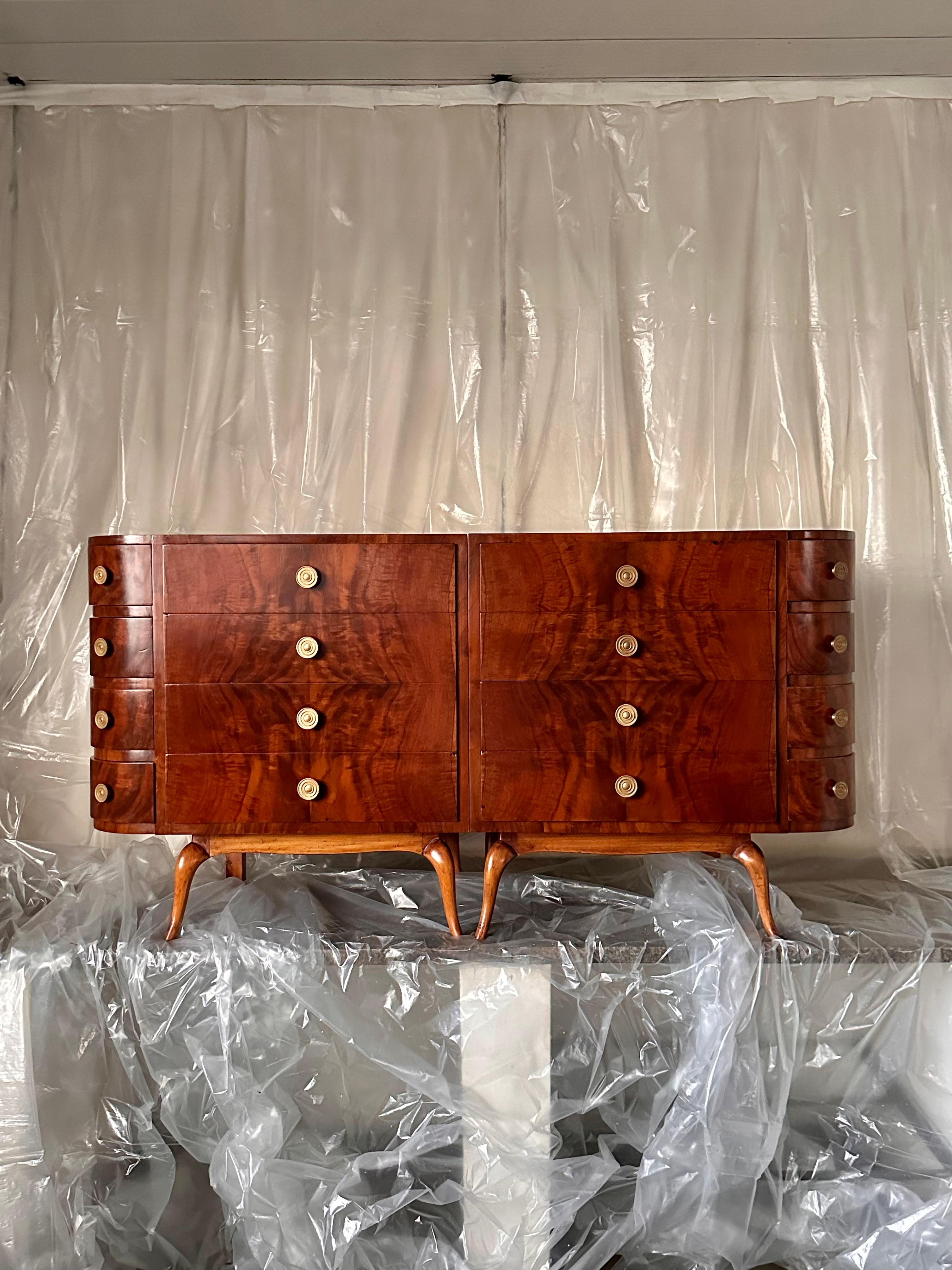 A pair of beautiful sideboards in caviúna wood, a Brazilian wood also known as 