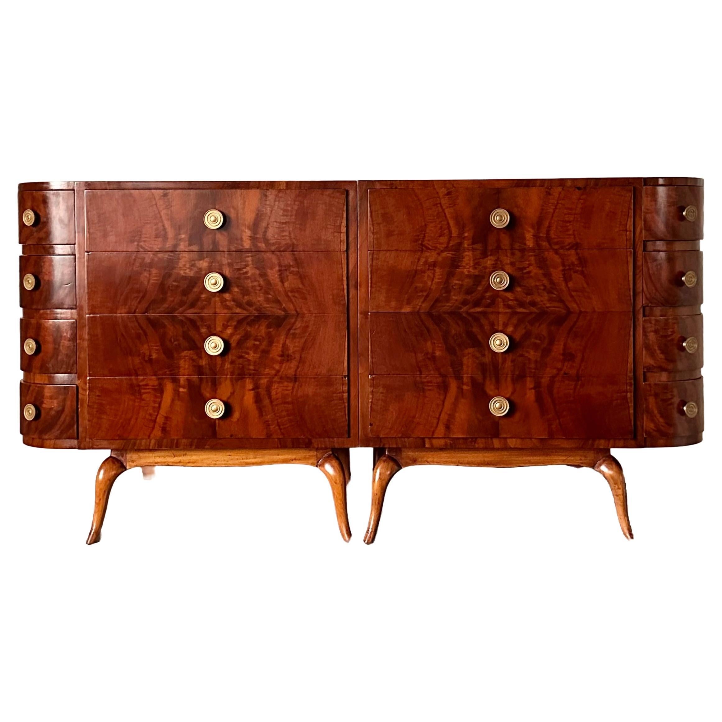 Giuseppe Scapinelli. Mid-Century Modern Pair of Composable Sideboards in Wood For Sale
