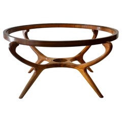 Giuseppe Scapinelli. Mid-Century Modern Round Coffee Table in Caviúna Wood