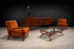 Giuseppe Scapinelli Pair of Armchairs in Caviúna & Burnt Caramel Mohair, Brazil