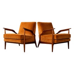 Giuseppe Scapinelli Pair of Armchairs in Caviúna & Burnt Caramel Mohair, Brazil