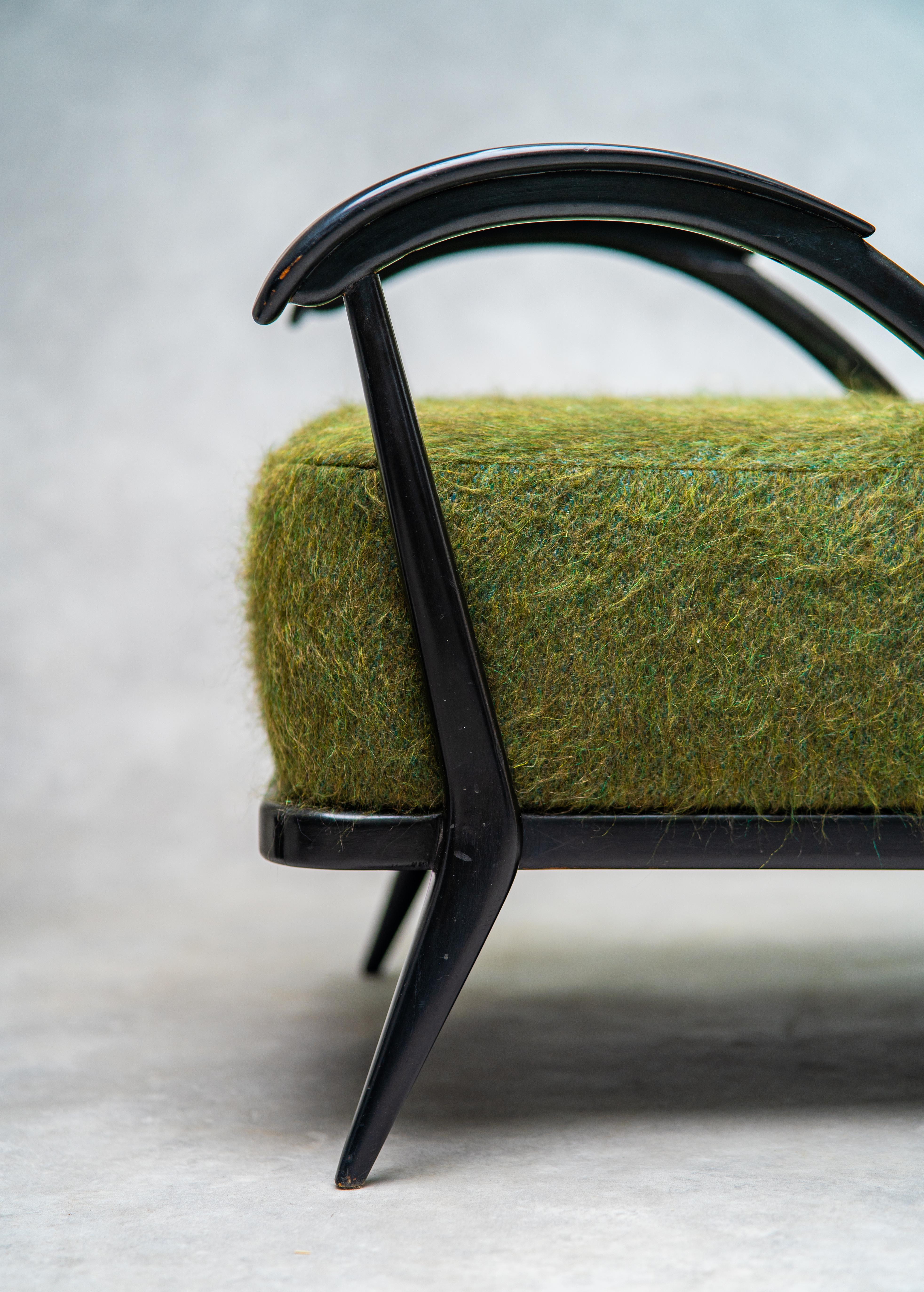 Giuseppe Scapinelli pair of Ebonized Armchairs 1950s Brazil Pierre Frey For Sale 5