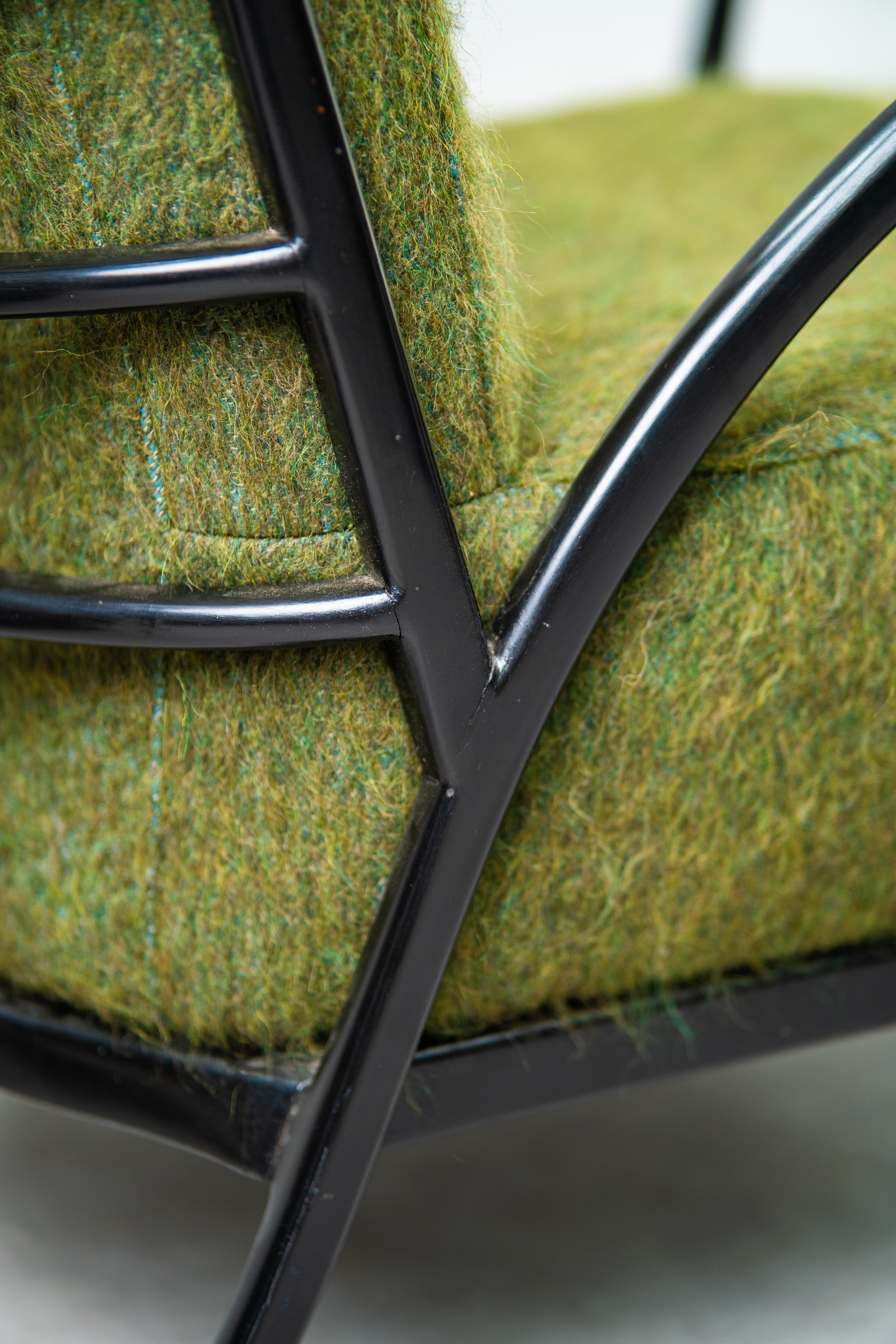 Giuseppe Scapinelli pair of Ebonized Armchairs 1950s Brazil Pierre Frey For Sale 7