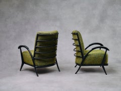 Giuseppe Scapinelli pareja de Sillones Ebonizados años 50 Brasil Tela Pierre Frey