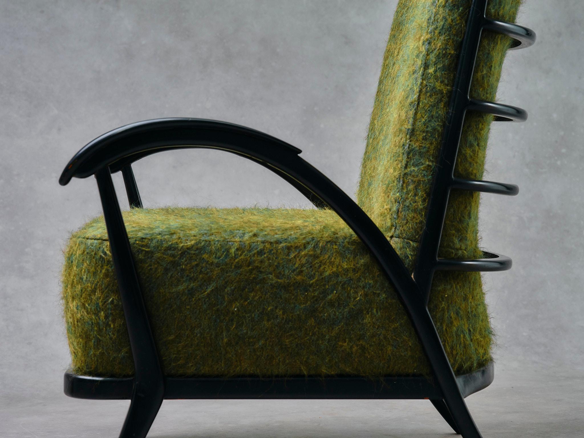 Giuseppe Scapinelli pair of Ebonized Armchairs 1950s Brazil Pierre Frey For Sale 2