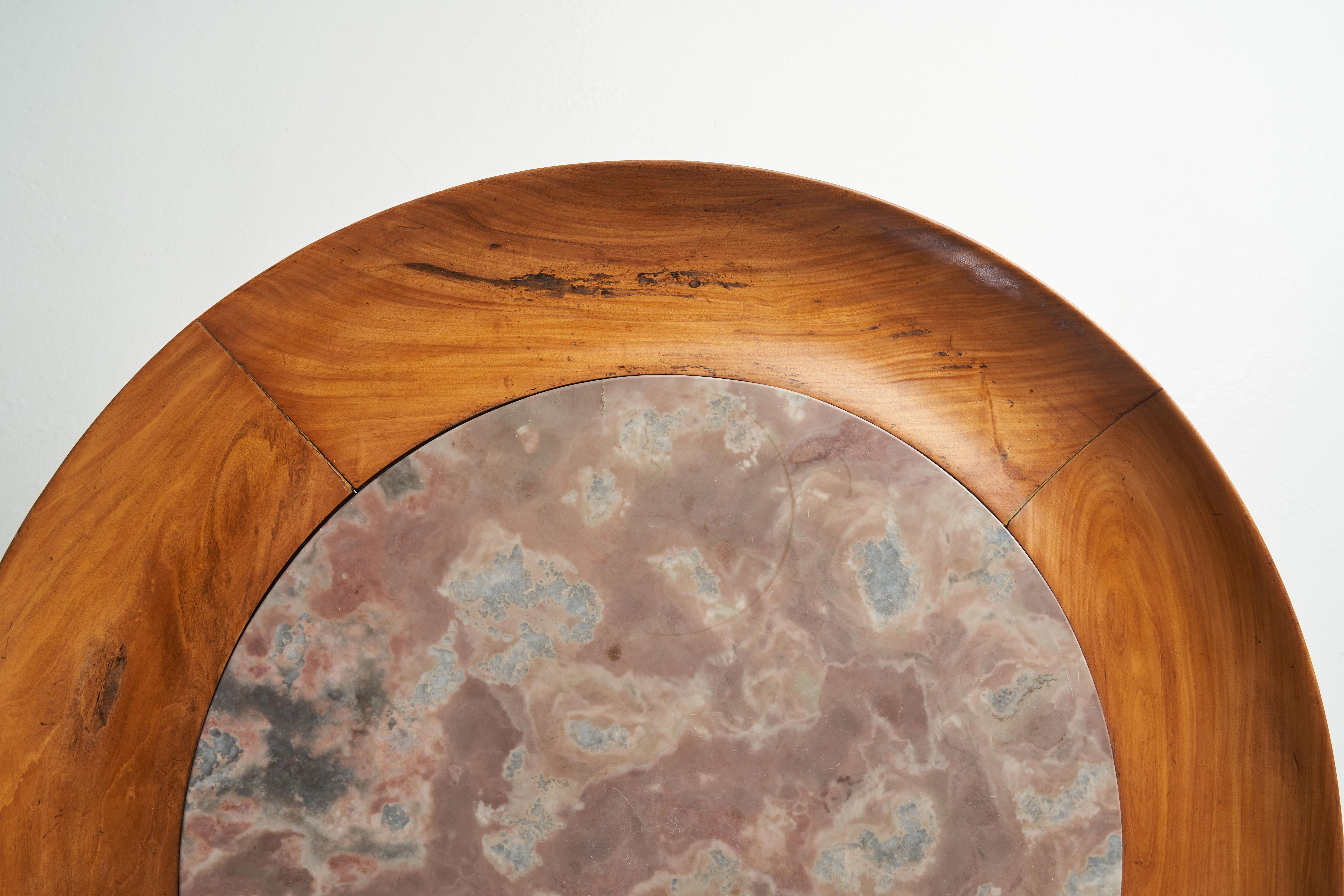 Giuseppe Scapinelli Round Coffee Table in Caviuna and Marble, Brazil 1960s 3